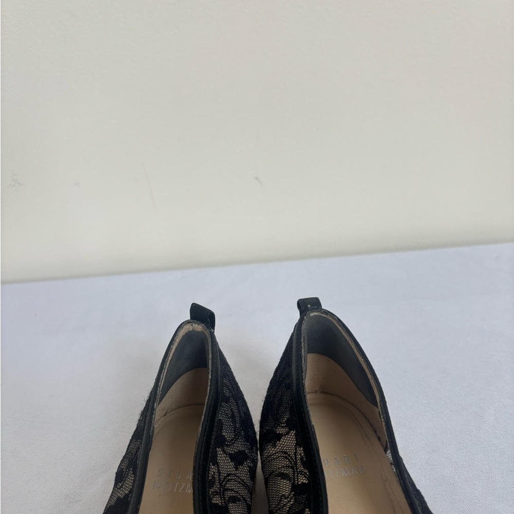 Stuart Weitzman Meshuga Black Flroal Lace Espadrille Flats Womens size 7 - Picture 6 of 11